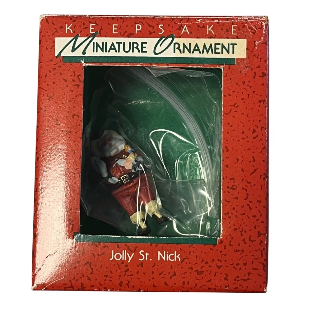 1988 Hallmark Keepsake Miniature Ornament Jolly‎ St Nick Santa Claus QXM572-1